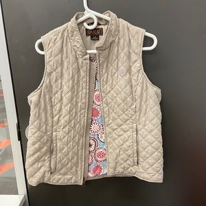 Ariat large equestrian quilted vest beige